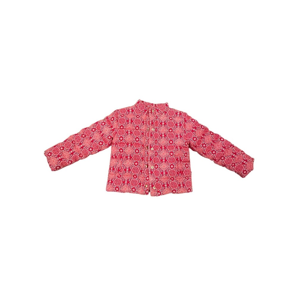 Juno Valentine By Janie & Jack Girls Puffer‎ Jacket Pink Paisley Size 5&6 Button